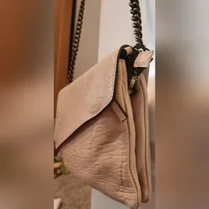 Maxon Collection | Bags | Maxon Collection Italian Napa  MAXON COLLECTION PEBBLED LEATHER TAN ASYMMETRIC FLAP CHAIN STRAP CROSSBODY BAG main image 0